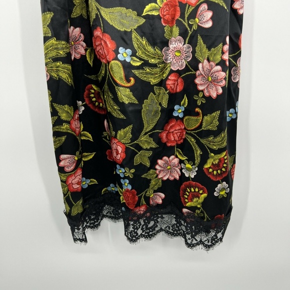 JustFab Slip Dress Satin Floral Lace Trim - Picture 5 of 11